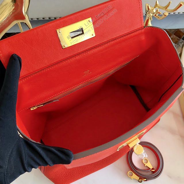 Hermes包包 愛馬仕Hermes Kelly2424 大紅 togo小牛皮 半手工制 Hermes休閒女款手提包  am1924